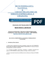 Chamada de Trabalhos Xii Conbradec e V Fórum Federalista Nacional