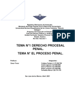 Tema 1 Derecho Procesal Penal Tema 2 El Proceso Penal 4to Año Sección 1