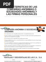 Caracteristicas de Las Compañias Anónimas o Sociedades Anónimas