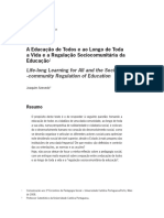 A Educação de Todos e Ao Longo de Toda A Vida e A Regulação Sociocomunitária Da Educação1