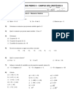 Lista 02 7º Ano Números Inteiros