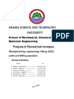 Lathe Machine Lab Report