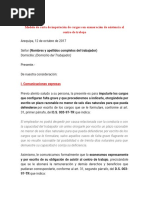 Modelo de Carta de Imputación de Cargos Con Exoneración de Asistencia Al Centro de Trabajo