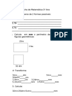 Ficha de Matemática 3º Ano