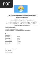 The Effect of Transportation Service Delivery On Logistics Operational Performance