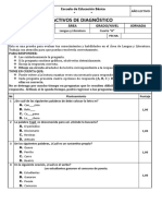 Reactivos de Diagnóstico: Escuela de Educación Básica " " Docente Área Grado/Nivel Jornada