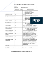 Mini Mental Status Examination Form: Areas of Mental Function Evaluated Maximum Score Actual Score Evaluation Activity