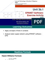 CE423 Unit 3b.1 EPANET Software Exercise Activity EPS