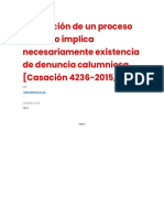 Absolución de Un Proceso Penal No Implica Necesariamente Existencia de Denuncia Calumniosa