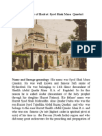 A Brief Biography of Hadrat Syed Shah Musa Quaderi Hyderabad