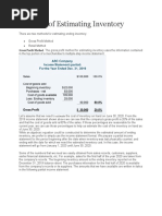 Methods of Estimating Inventory