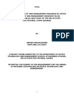 An Investigation of Time Management Required by Office Technology and Management Graduate in An Organization (A Case Study of The Delta State Polytechnic, Otefe Oghara)