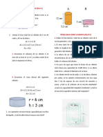 Ejercicios Sobre Areas de Un Cilindro para El 3 Grado de Secundaria