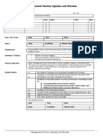 Management Review Agenda and Minutes: M: Name Title Here Name Title Here