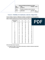 Tarea 2 Medidas de Tendencia Central y Dispersión