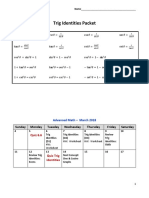 Trig Identities Notes and HW Packet March 2018