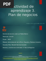 Actividad de Aprendizaje 3. Plan de Negocios