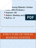 Name: Swaraj Mahadev Golekar Class: BBA SY Finance Semester: III Subject: Banking and Finance Roll No: 13