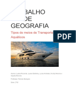 Trabalho DE Geografia: Tipos de Meios de Transporte Aquáticos