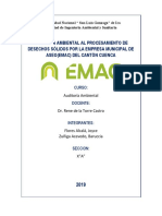 Auditoría Ambiental Al Procesamiento de Desechos Sólidos Por La Empresa Municipal de Aseo