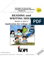 Reading and Writing Skills: Application For College Admission