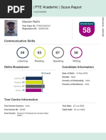 Score Report - PTE Academic: Manish Rathi