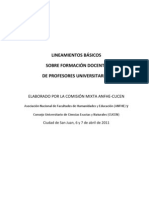 Lineamientos Básicos Sobre Formación Docente de Profesores Universitarios