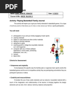 Performance Task: Activity: Playing Basketball Family Journal