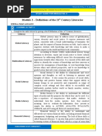 Module 2 - Definitions of The 21 Century Literacies: Sheila Mae Aguado