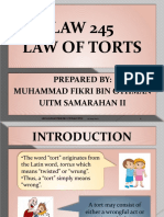 LAW 245 Law of Torts: Prepared By: Muhammad Fikri Bin Othman Uitm Samarahan Ii