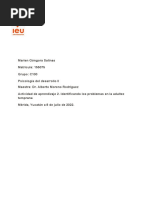 Psic. Del Desarrollo II. Act. 2 Identificando Los Problemas en La Adultez Temprana.