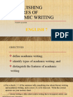 Distiguishing Features of Academic Writing