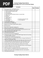 Nursing Training School, Shwebo Checklist Performing Oral Care For Unconscious Patient