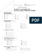 Science 7 (Q4 Module 6) Performance Task & Written Works