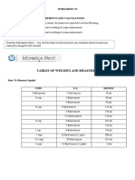 Tables of Weights and Measure: Worksheet #3 Lesson: Carryout Measurements and Calculations