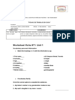 Worksheet /ficha N°1: Unit 1: Nombre