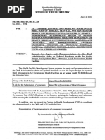 Office of The Secretary: Inputs Order Standards Per Capita Inpatient