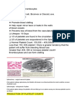 Production of Platelet Counts