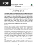 15 - UGWU - Et Al - THE INFLUENCE OF SOCIAL MEDIA ON YOUTHS A CASE STUDY OF SCHOOL OF APPLIED SCIENCE, FEDERAL POLYTECHNIC EDE, NIGERIA1