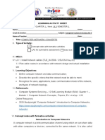 Learning Activity Sheet: Quarter 1, Week 1 & 2/ Semester 1