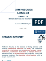 Terminologies Lecture 3d: Compsci 726 Network Defence and Countermeasures