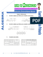 Ejercicios de Suma Resta Multiplicacion y Division de Numeros Naturales para Cuarto de Primaria