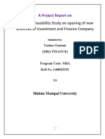 A Market Feasibility Study On Opening of New Branches of Investment and Finance Company