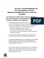 Costos Operativos y de Mantenimiento de La Planta Tratamiento de Aguas Residuales Domesticas de 2.5 Litro Por Segundo