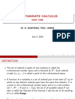 Multivariate Calculus: Unit One