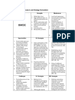 Table 3: SWOC Analysis and Strategy Formulation: Strengths Weaknesses