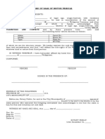 Blank Deed of Sale of Motor Vehicle Template