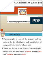 Analytical Chemistry (Chem 276) : Chromatographic Techniques