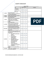 Audit Checklist: Requirement Clause Questions Audit Rating Evidence