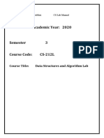 Academic Year: 2020: Course Title: Data Structures and Algorithm Lab